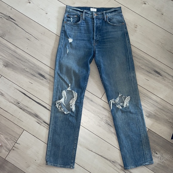 Mother Jeans The Tomcat Ankle Helter Skelter lightening bolt distressed jeans 27 - Picture 4 of 15